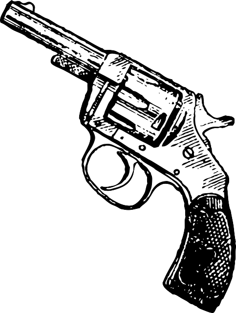 Lipstick Drawing Gun - Revolver Clipart Png (483x640), Png Download