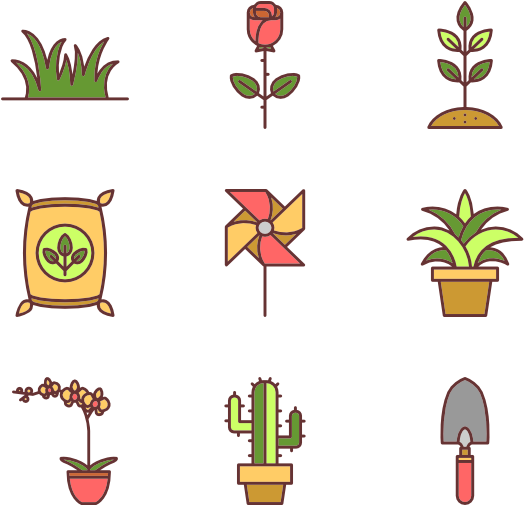 Linear Gardening Elements - Icon Design (600x564), Png Download