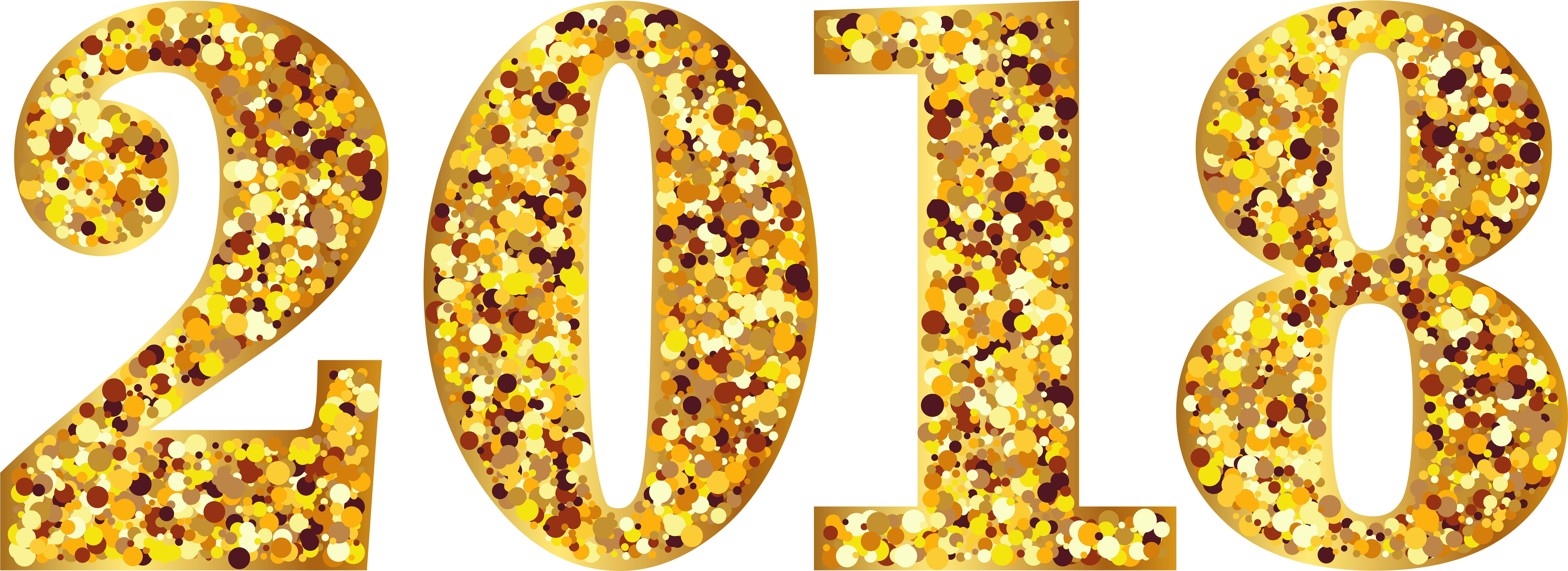 2018 Transparent Gold - 2018 Png Gold Glitter (8000x2999), Png Download