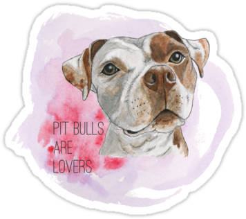 Pit Bulls Are Lovers Watercolor Painting Sticker By - Pitbullen Sind Liebhaber-elegante Aquarell-malerei (375x360), Png Download
