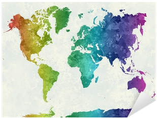 Rainbow Watercolor World Map (400x400), Png Download