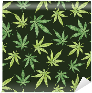 Watercolor Marijuana Leaves On Dark - Watercolor Painting (400x400), Png Download