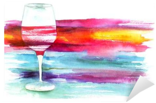 Watercolor Glass Of Red Wine With Painted Texture For - Sip And Paint (400x400), Png Download