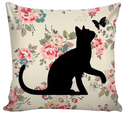 Floral Cats Square Pillow Cover "watercolor Flowers" - Home Is Where My Cat Is Throw Blanket (480x480), Png Download