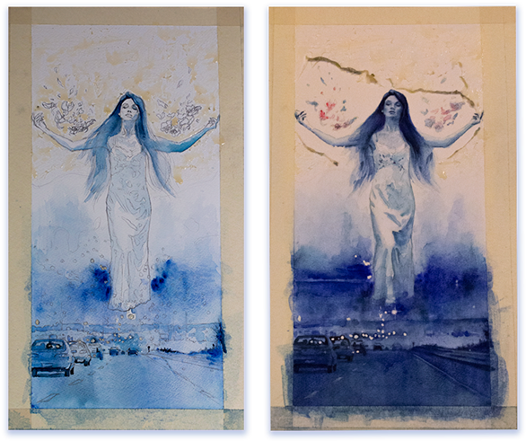 Photographs Taken During Different Stages Of The Artistic - Painting (600x499), Png Download