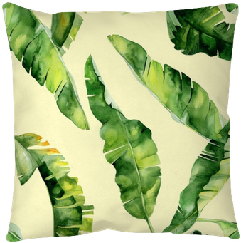 Seamless Watercolor Illustration Of Tropical Leaves, - Malloom Pillow Case,sofa Bed Home Decoration Festival (400x400), Png Download