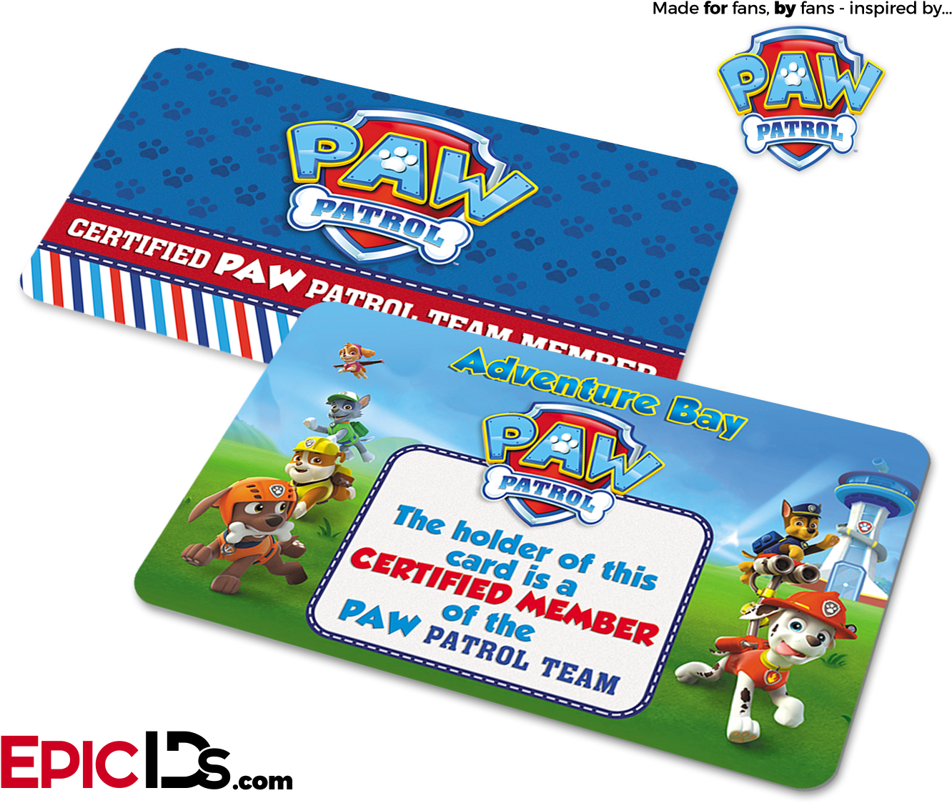 Paw Patrol Inspired Adventure Bay Paw Patrol Id Card - Paw Patrol Id (900x750), Png Download