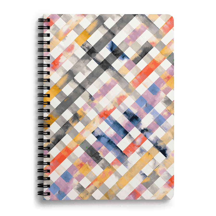 Dailyobjects Gingham Watercolor Orange Yellow A5 Spiral - Art (900x900), Png Download