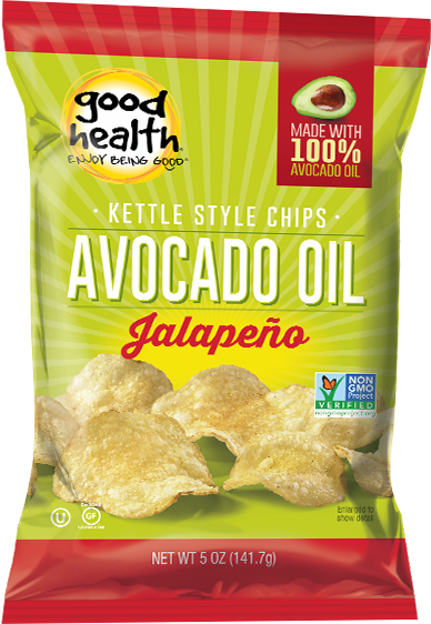 Good Health Gluten Free Avocado Oil Potato Chips - Good Health Jalapeno Avocado Oil Kettle Chips - 5 Oz (388x562), Png Download