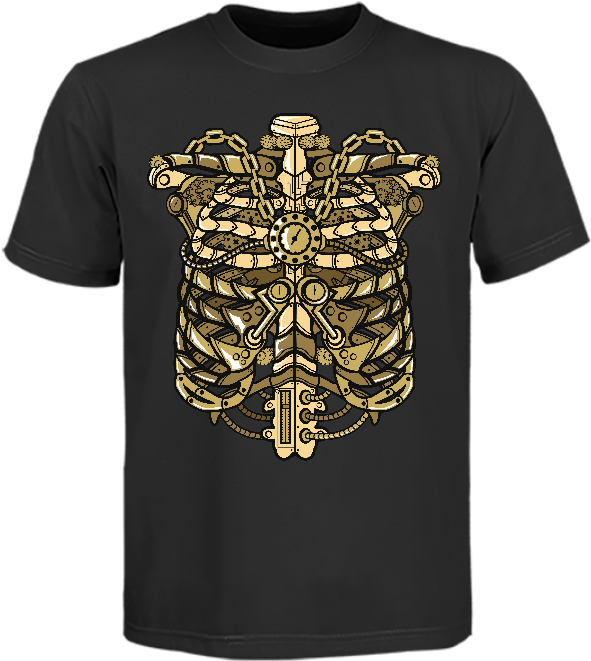 Steam Punk Rib Cage - T Shirt Steampunk (675x900), Png Download
