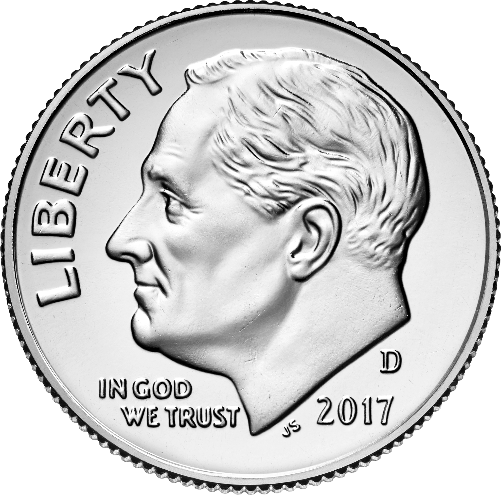 2017-d Roosevelt Dime Obverse Transparent - Dime 2017 (1976x1950), Png Download