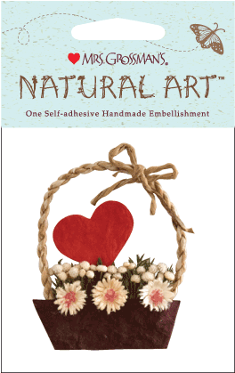 Daisy Heart W/basket Sticker - Mrs. Grossman's Natural Art-flowers With Button (288x441), Png Download