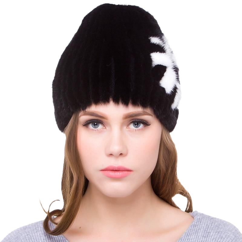 Russian Floral Fur Beanie - Knit Cap (800x800), Png Download