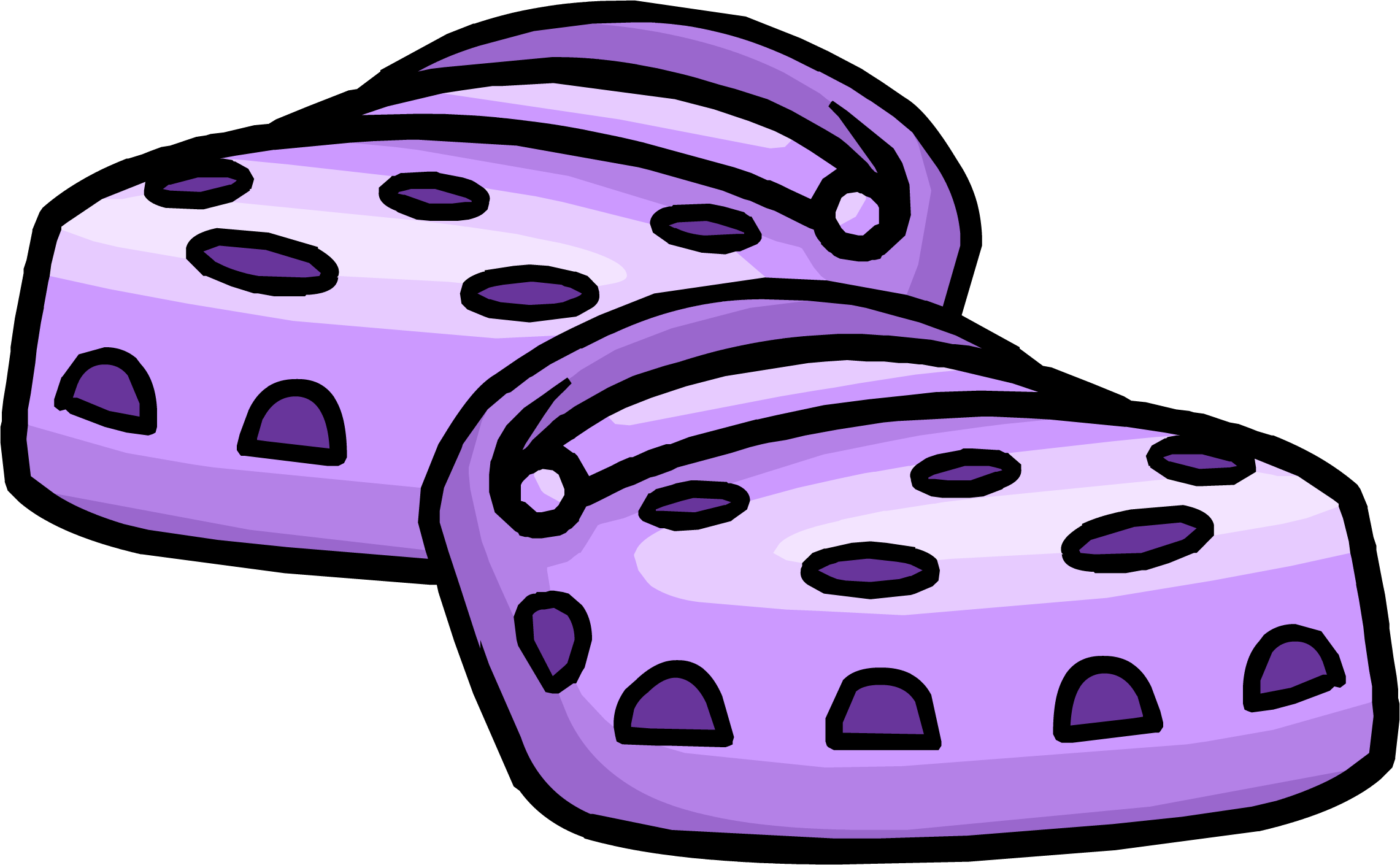 Purple Cuckoo Ka-shoes - Club Penguin Purple Crocs (2282x1410), Png Download