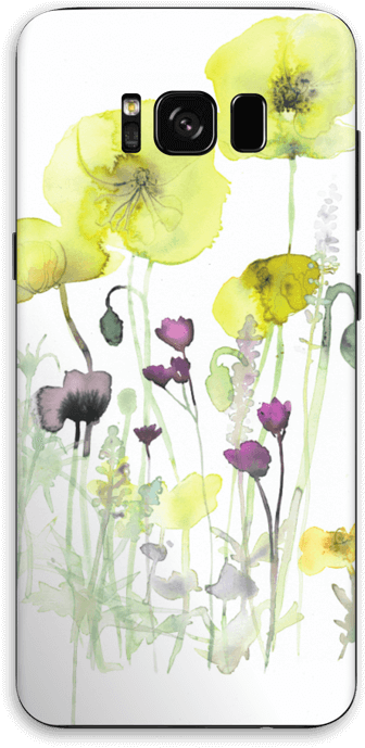 Painted Yellow Flowers - Flower (389x800), Png Download