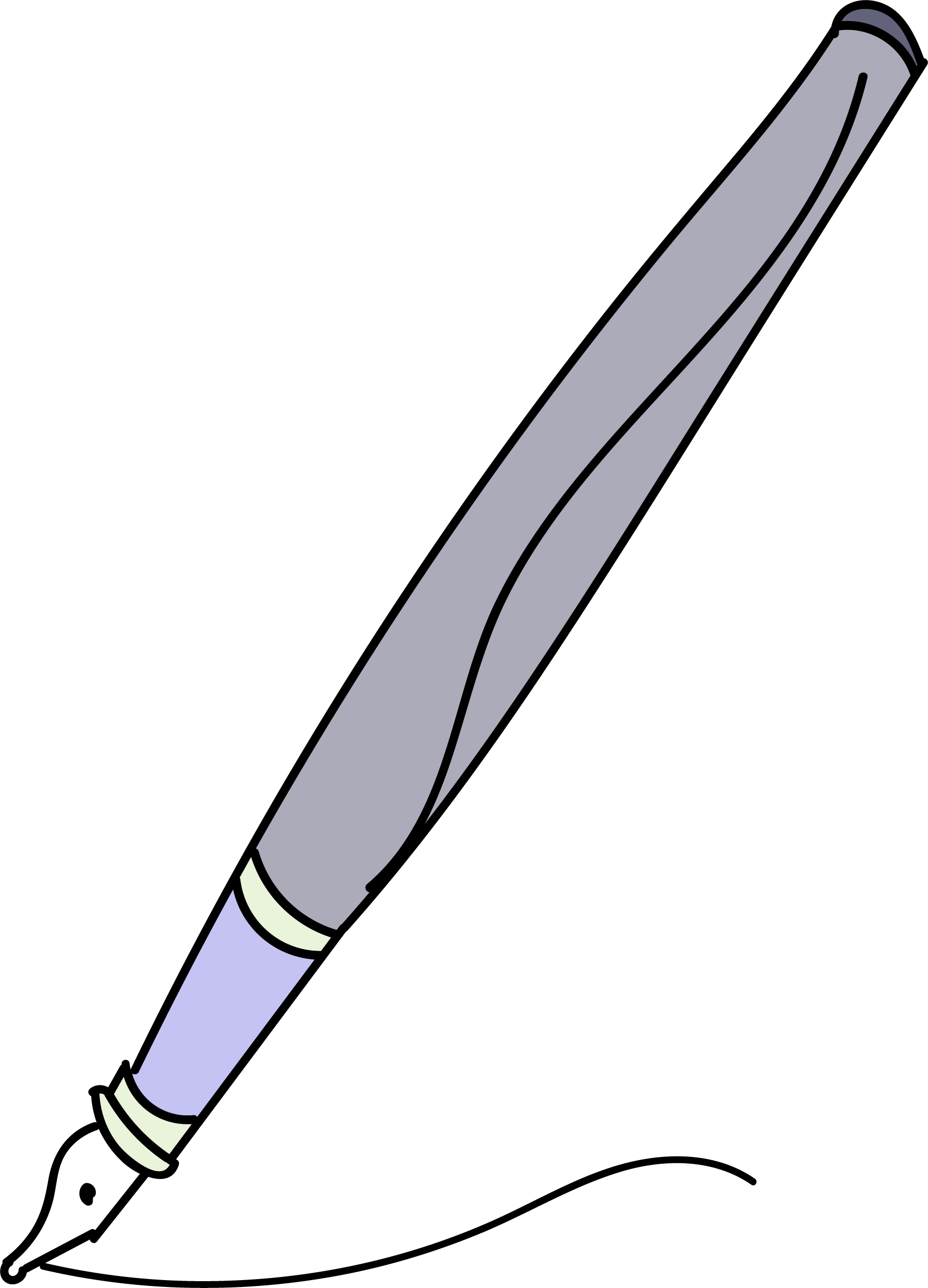 Calligraphy Pen Side View Clipart Png - Calligraphy Pen Clipart (1764x2447), Png Download