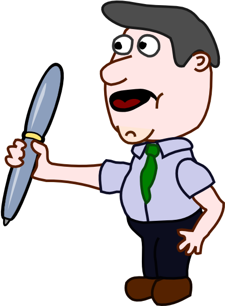 Holding A Pen Clipart (504x599), Png Download