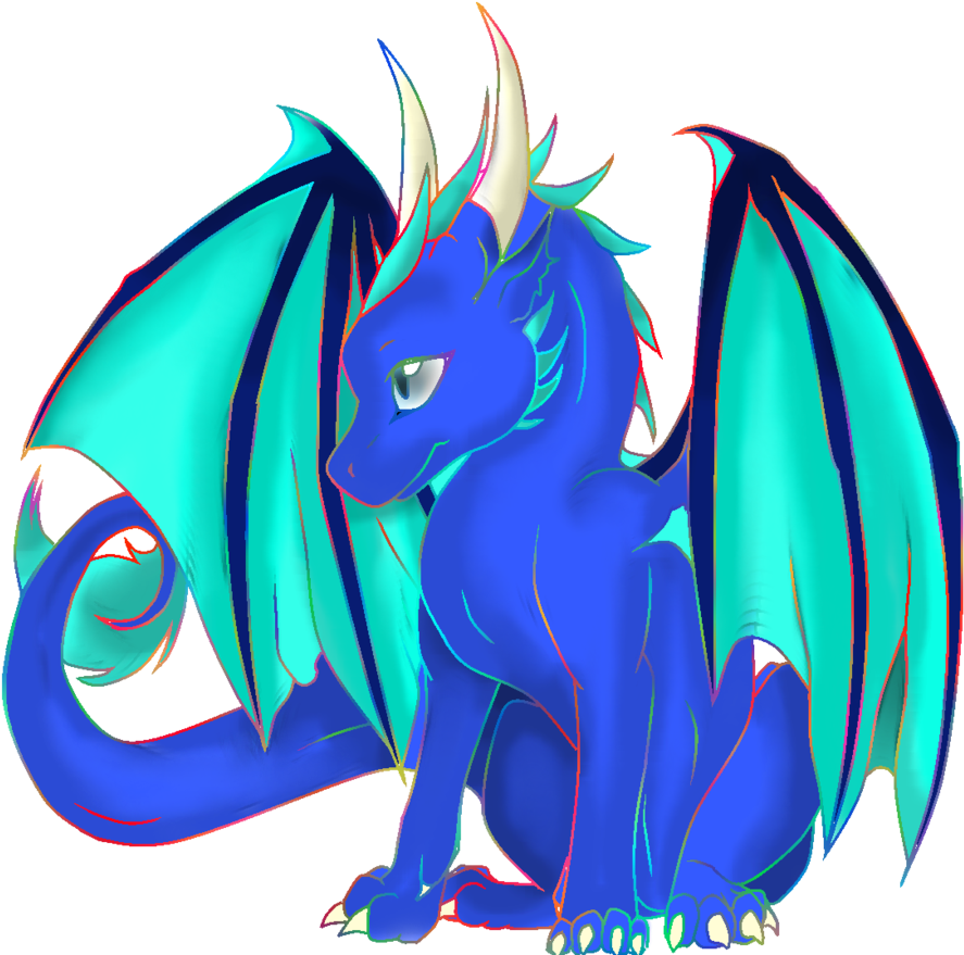 Purple Blue Dragon Standing With Wings Spread Clipart - Cute Dragon (900x900), Png Download