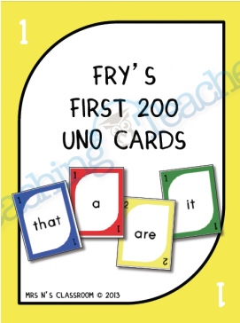 {free} Fry's 1st 200 Words - Free Printable Fry Word Uno (363x363), Png Download