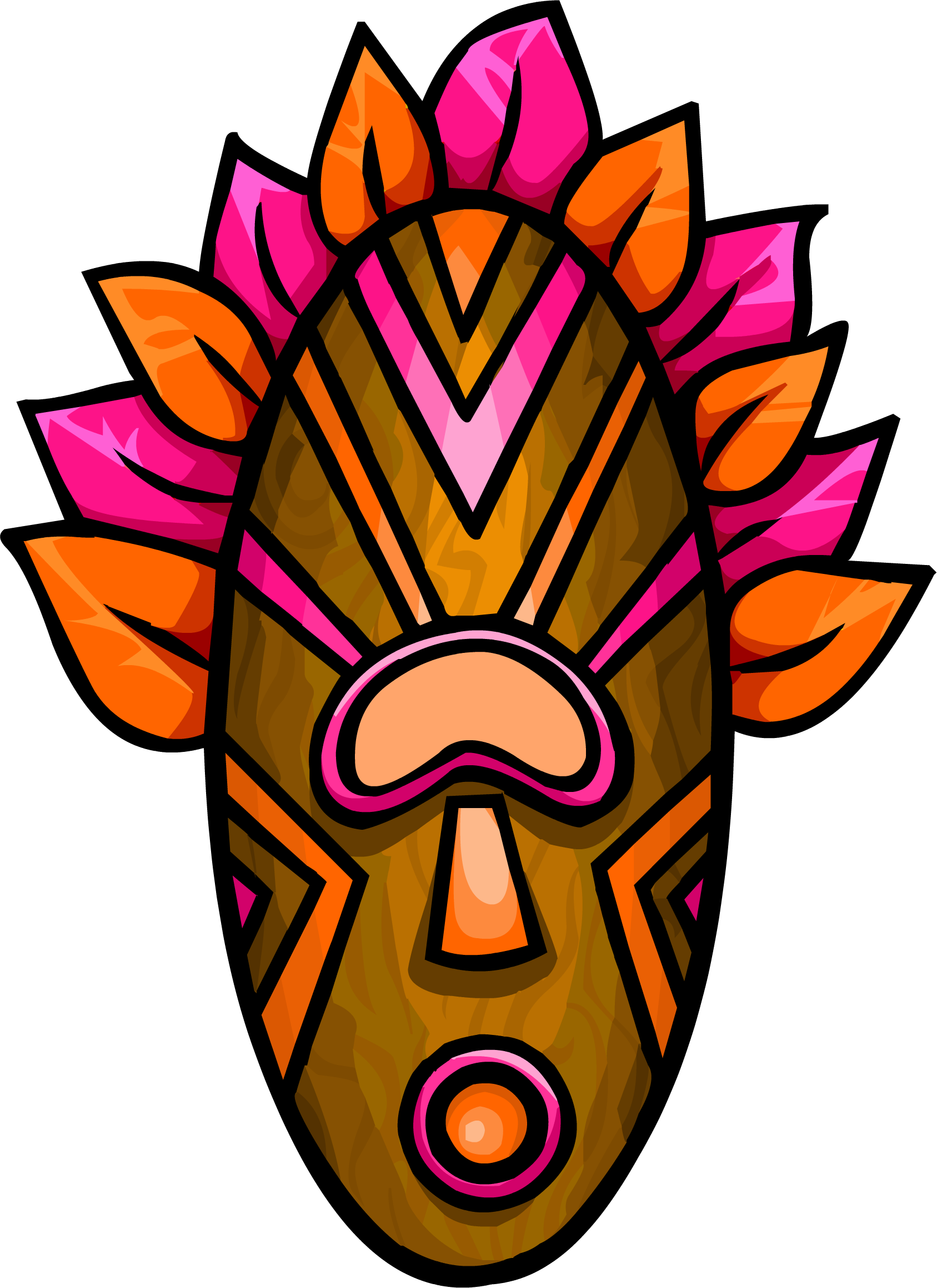 Pink Tiki Mask - Tiki Mask (1687x2316), Png Download