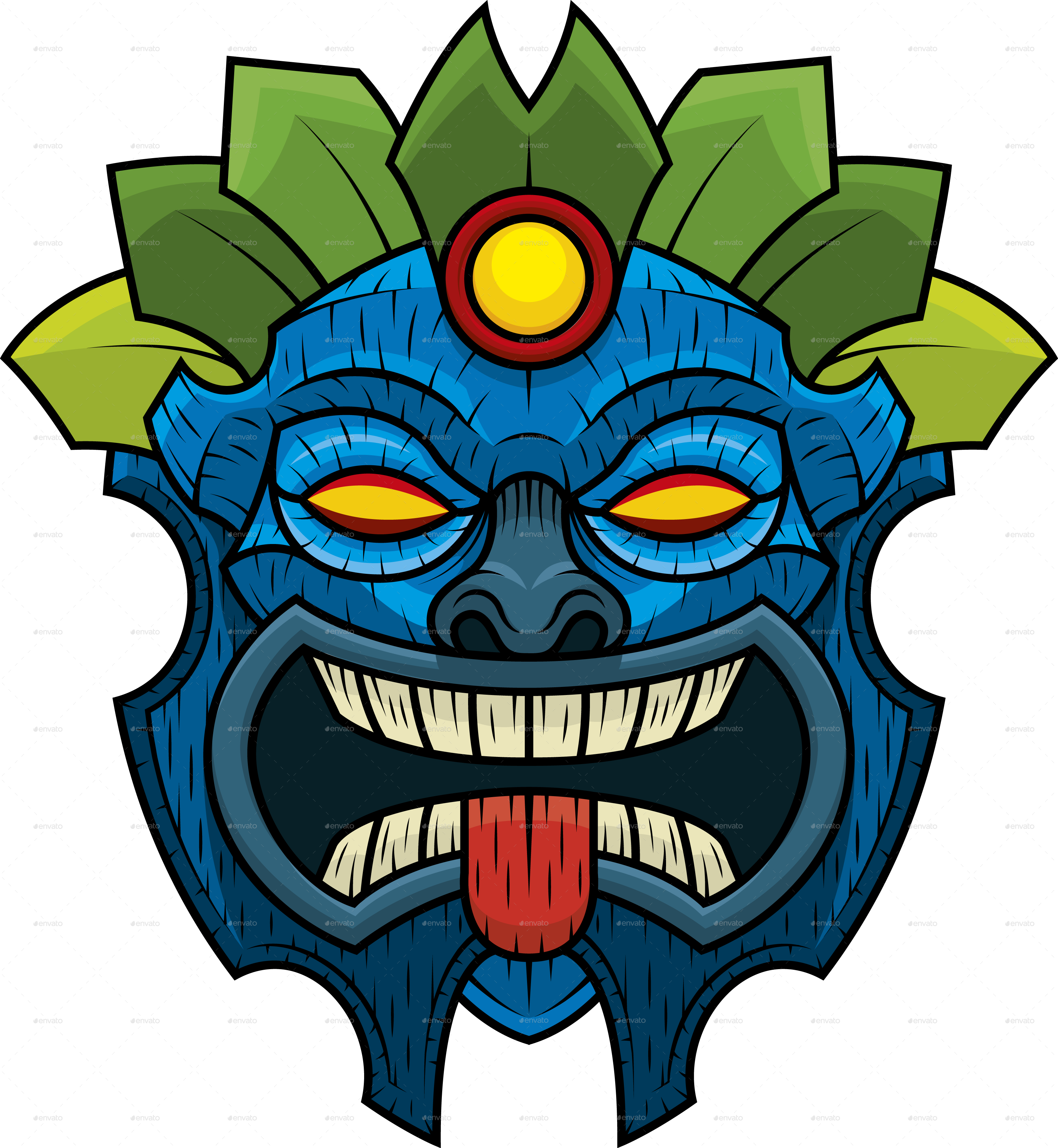 Tiki Mask 7 - Illustration (3266x3543), Png Download