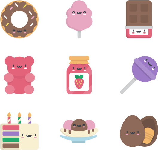 Kawaii Candies - Kawaii Icons (600x564), Png Download