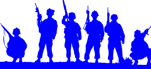 Blue Army Silhouette Clip Art - Lest We Forget Svg (600x275), Png Download