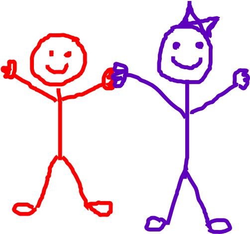 Friends Clipart Black And White Panda Free Images - Stick Figure Friends (600x472), Png Download