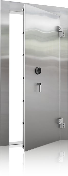Stainless Steel Mirror Finish Vault Door - Stainless Vault Door (267x686), Png Download