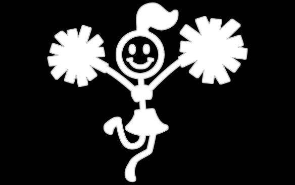 Cheerleader Girl $4 - Stick Figure Girl Cheerleader (584x368), Png Download
