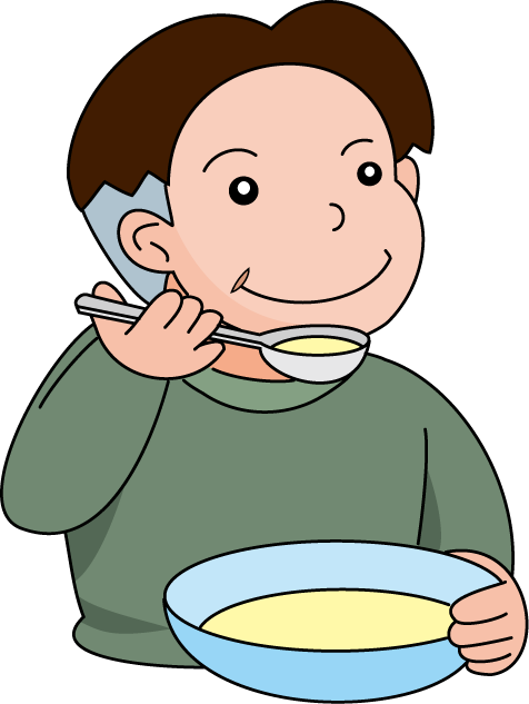 Free Soup Clipart The Cliparts - Boy Eating Soup Clipart (476x633), Png Download