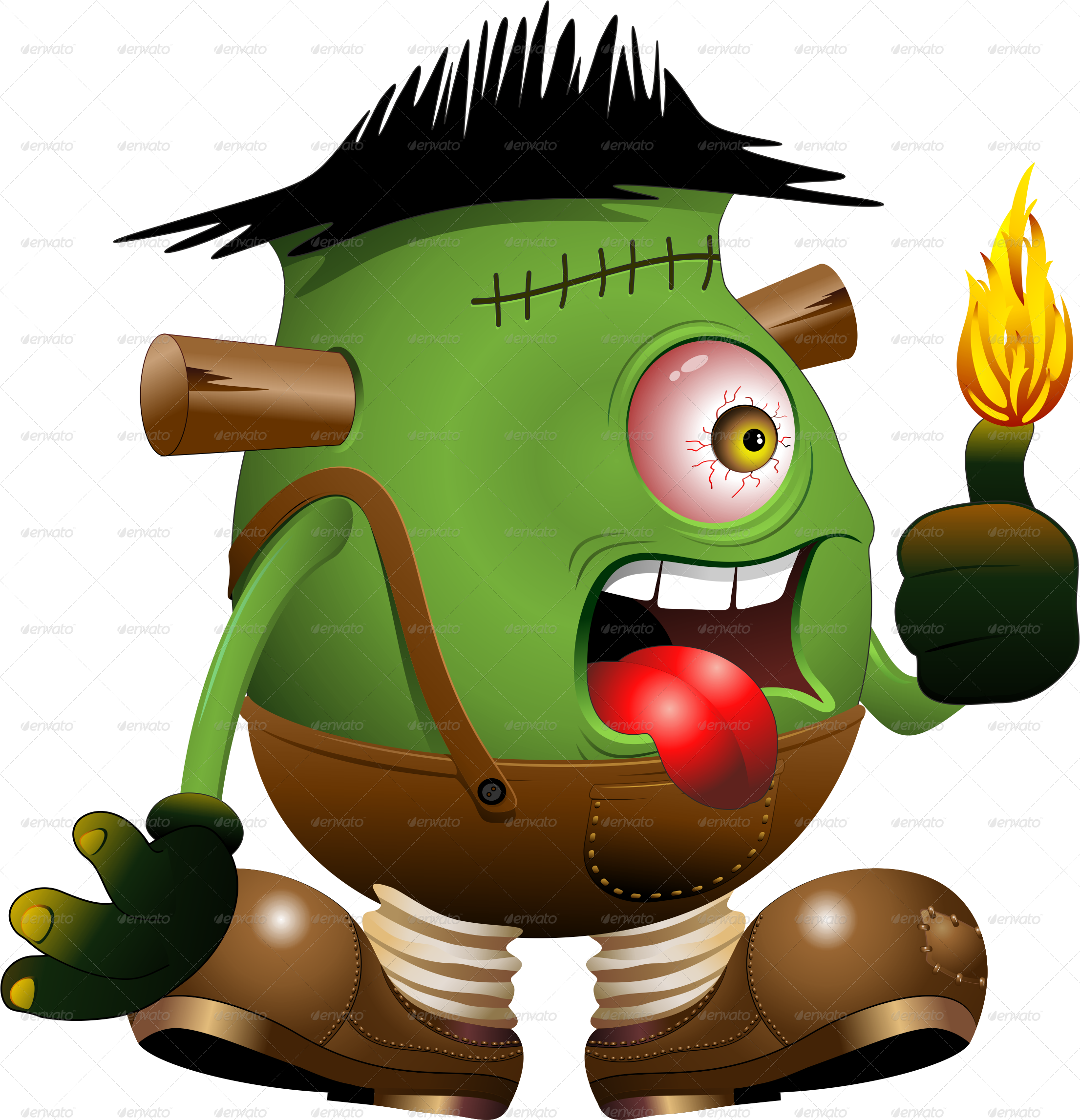 Frankenstein Monster One Eyed Cartoon-jpg 900 C - Frankenstein Cartoon (2211x2294), Png Download