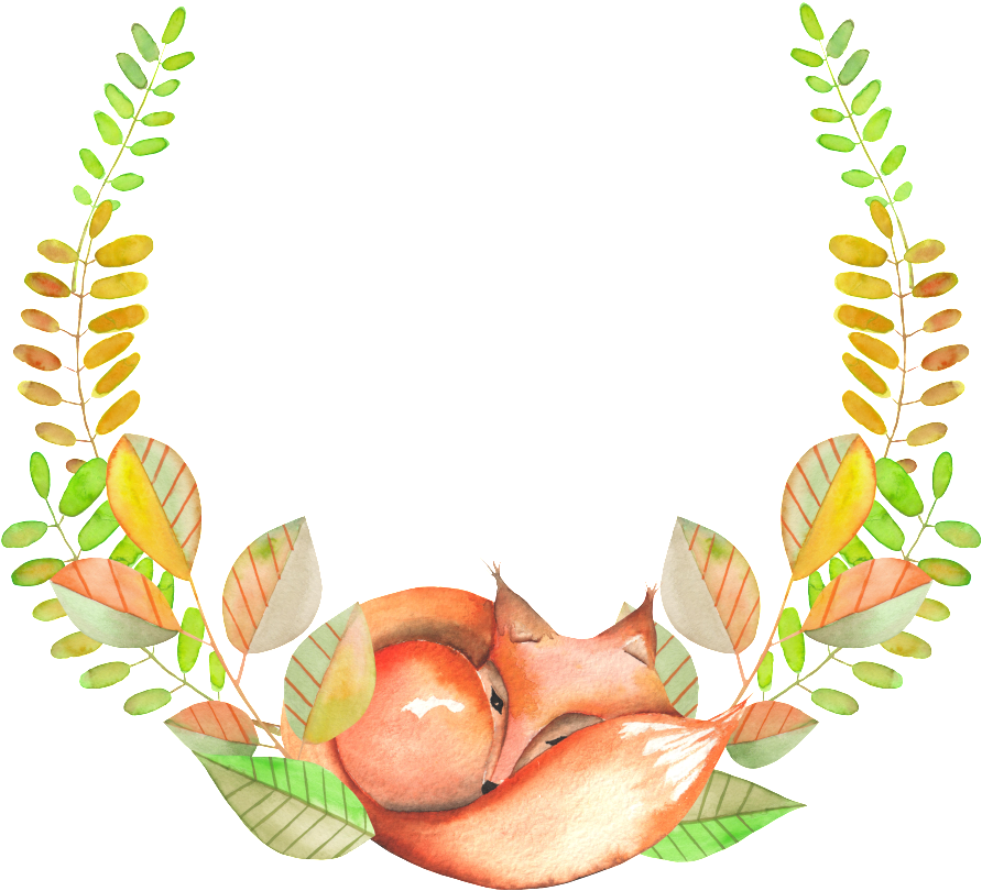 Hand Painted Sleeping Little Fox Png Transparent - Watercolor Painting (1024x1024), Png Download