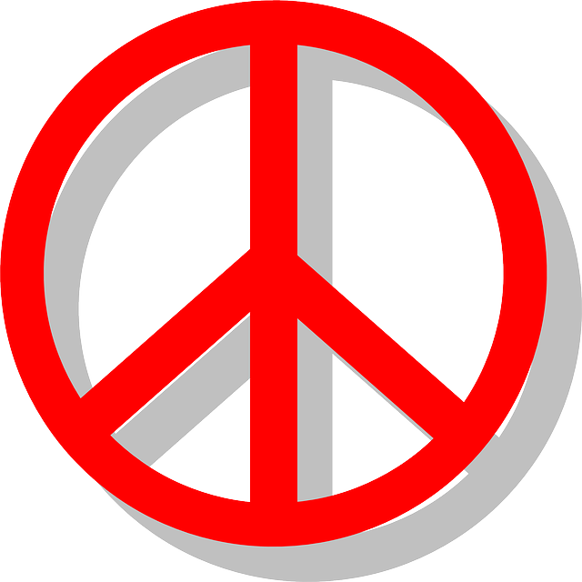 Red, Sign, Small, Outline, Symbol, Cartoon, Heart - Red Peace Sign Png (640x640), Png Download
