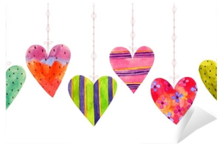 Lovely Cartoon Watercolor Seamless Love Hearts Valentines - Parabéns Com Fundo Branco (400x400), Png Download