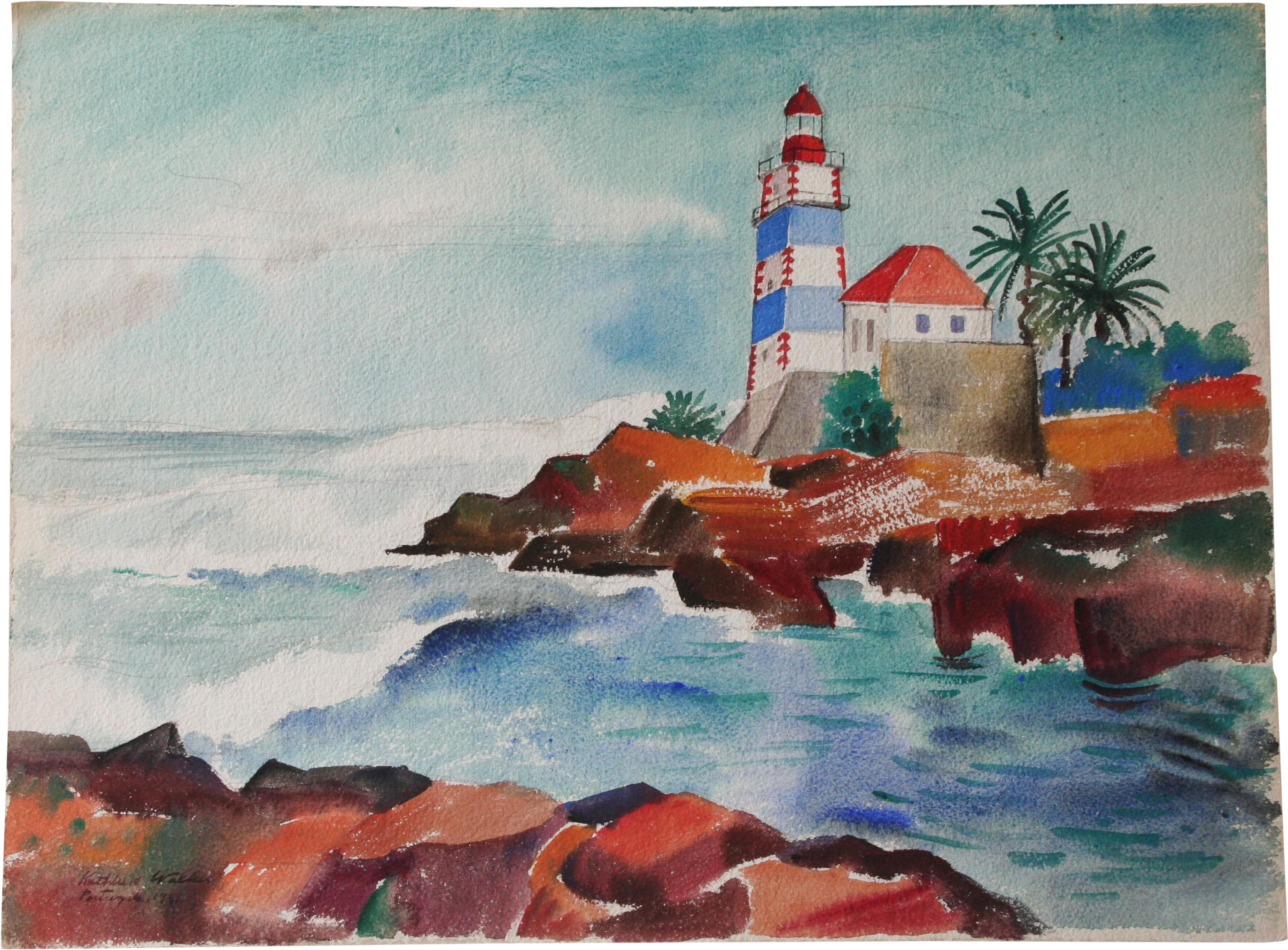 Drawing Lighthouse Watercolor - Art (3046x2247), Png Download