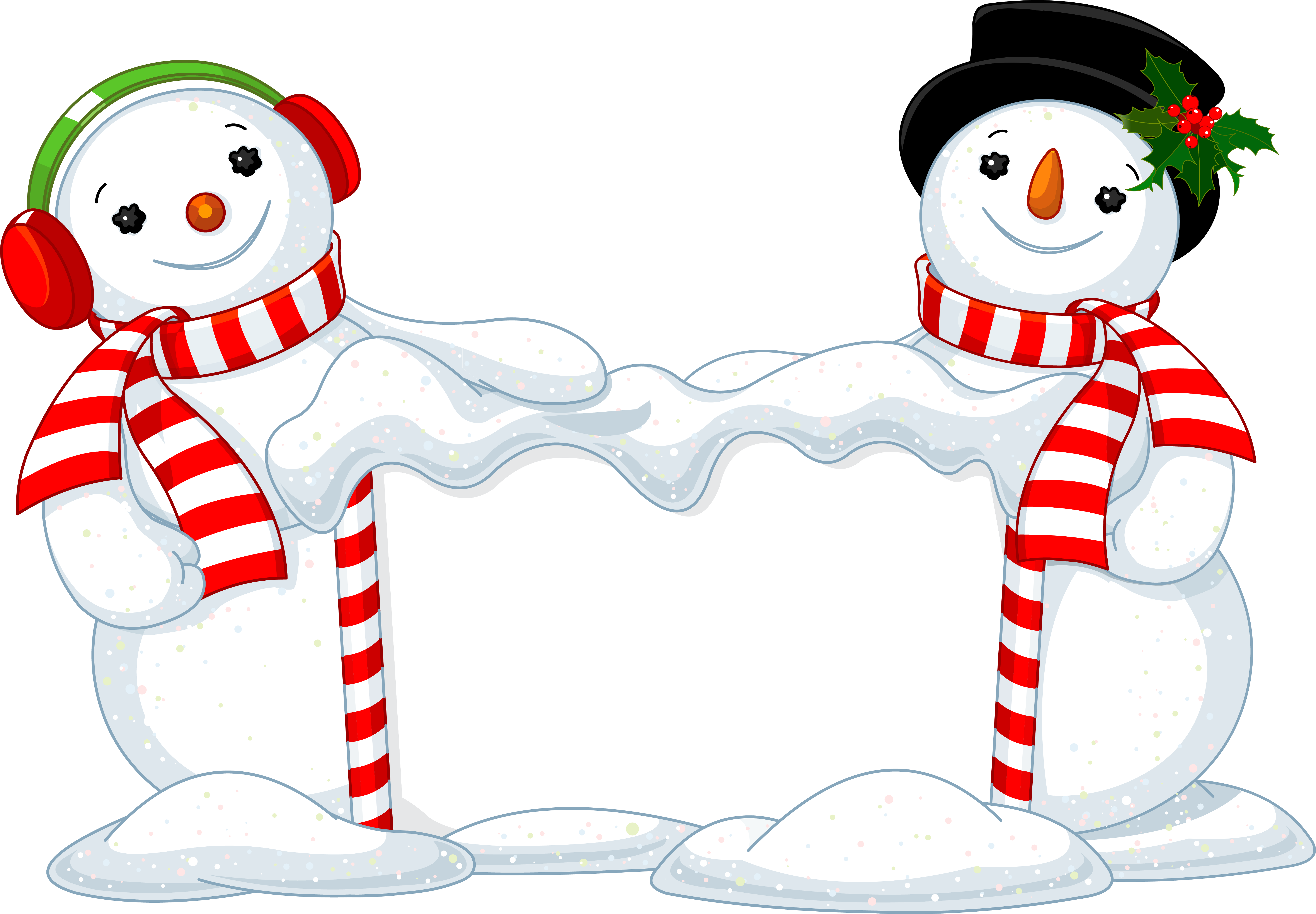 Snowmen Clipart Decoration - Two Snowman Clipart (6178x4291), Png Download