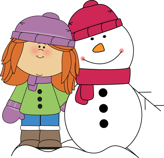 Snowman Clipart Winter Season - Winter Kid Clipart (550x528), Png Download