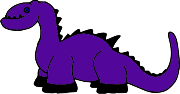 Dinosaur Clipart Purple Dinosaur - Dinosaur Cartoon (600x313), Png Download