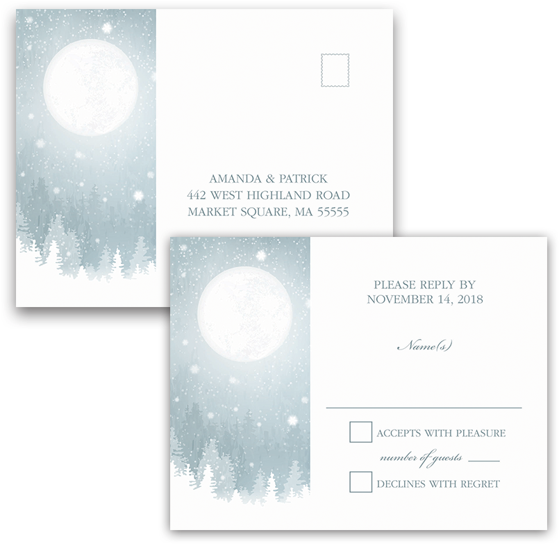 Rustic Snowflake Blue Winter Wedding Rsvp Postcard - Wedding (900x900), Png Download