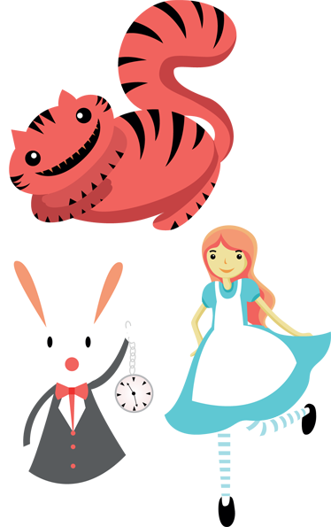 Alice In The Wonderland Sticker - Alice In Wonderland Vectors Free (374x595), Png Download