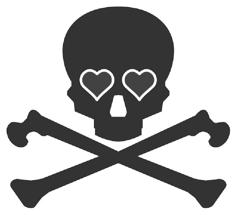 Death, Heart, Skull - Skull With Hearts Shot Glass (800x726), Png Download