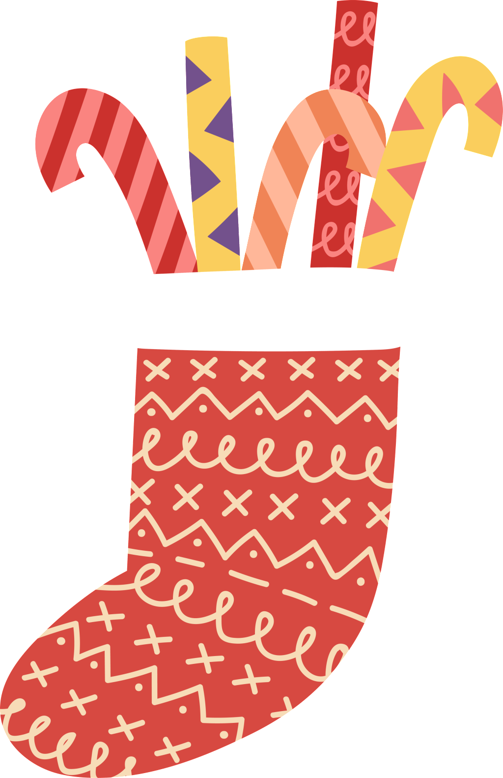 Red Christmas Sock Christmas Cartoon Transparent - Christmas Day (1024x1582), Png Download