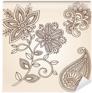Henna Mehndi Flower Doodles Abstract Floral Paisley - Paisley Design Flower (400x400), Png Download