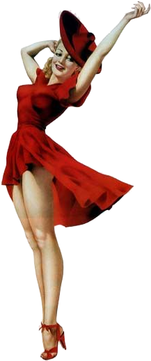 Vintage, Pinup, And Red Image - Pin Up Girl Red (300x525), Png Download