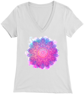 Mandalamerch Watercolor Wheel Womens V Neck - Gucci Mit Mickey Mouse (400x400), Png Download