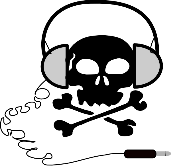 Headphone Skull Clip Art - Skull Headphone Art Vector (600x583), Png Download