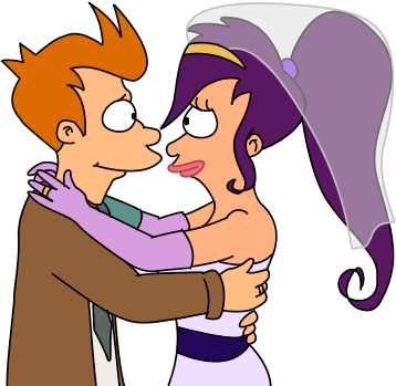 File Size - Fry Y Leela Png (358x349), Png Download