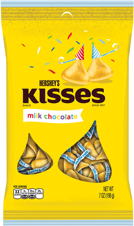 Hershey's Milk Chocolate Birthday Kisses Yellow 7oz - Hershey's Cnc Kisses Bag (800x800), Png Download