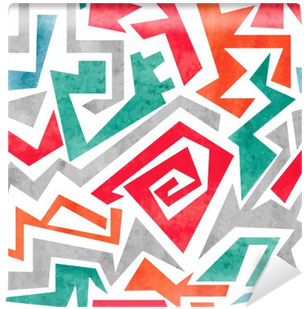 Watercolor Graffiti Colorful Seamless Pattern In Red, - Papel De Parede Coloridos Abstrato (400x400), Png Download